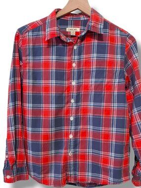 Cherokee shirt kids button-up plaid red blue 100% cotton Large (12/14)